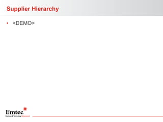 Supplier Hierarchy
• <DEMO>

 