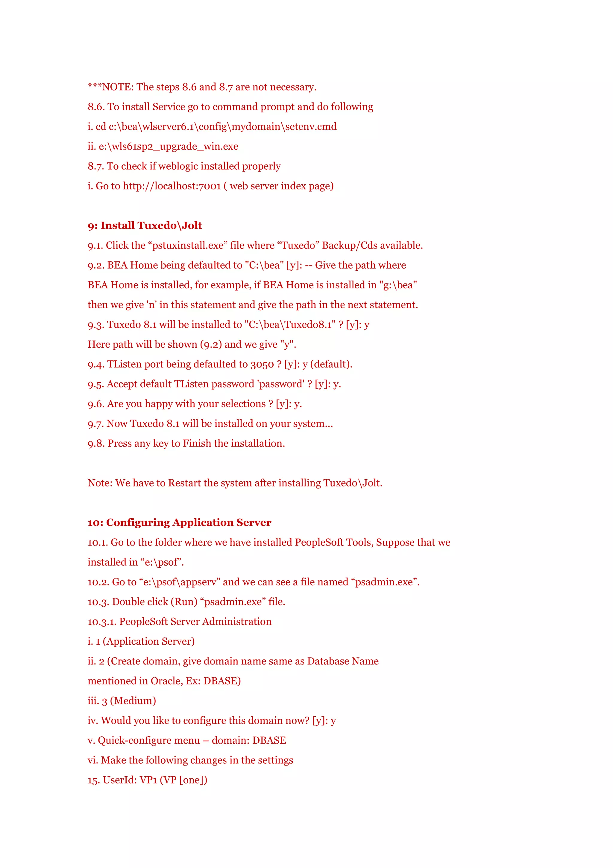 Peoplesoft installation steps DOCX
