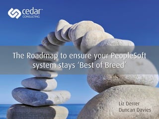 The Roadmap to ensure your PeopleSoft
system stays ‘Best of Breed’
Liz Derrer
Duncan Davies
 