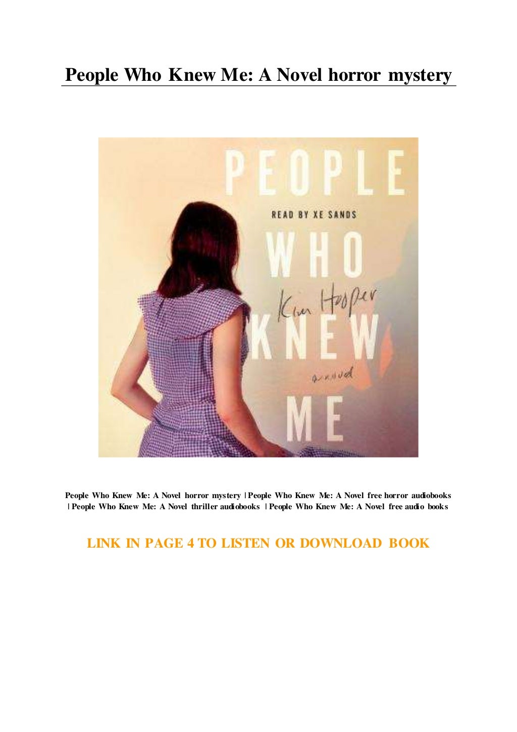 People Who Knew Me A Novel horror mystery People Who Knew Me A Novel horror mystery