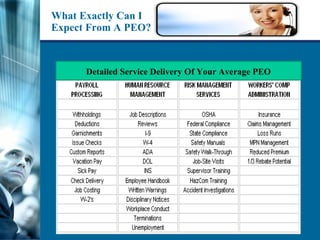 What Exactly Can I Expect From A PEO? Detailed Service Delivery Of Your Average PEO 