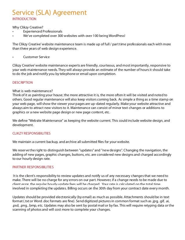 sample website maintenance contract