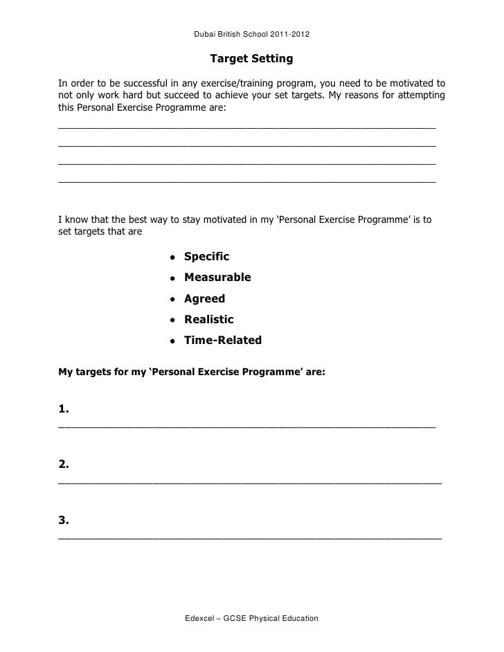personal exercise programme template