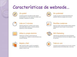 Características de webnode…