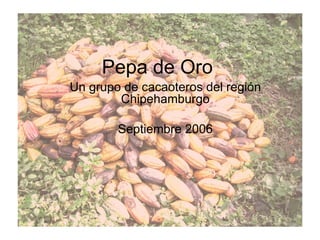 Pepa de Oro Un grupo de cacaoteros del región Chipehamburgo Septiembre 2006 
