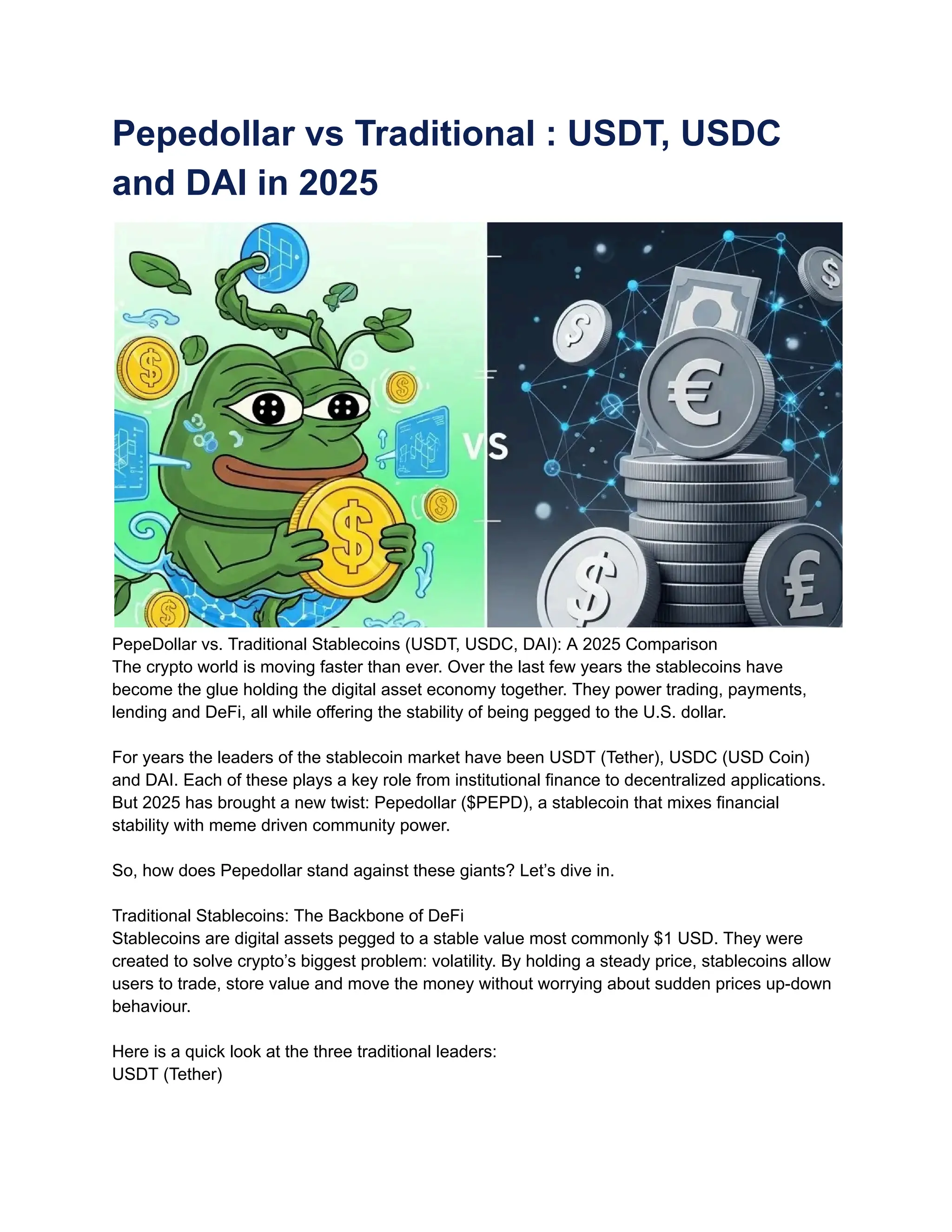 Pepedollar vs Traditional : USDT, USDC and DAI in 2025 | PDF