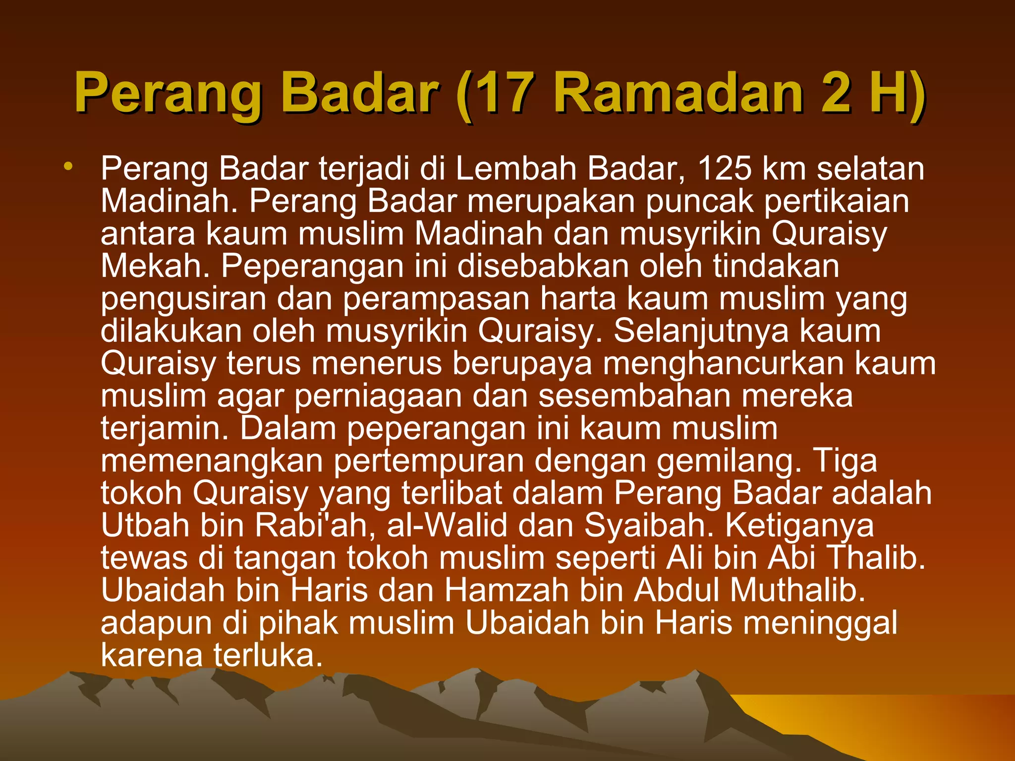 Peperangan di zaman rasulullah SAW | PPT