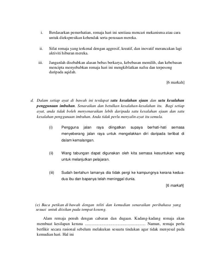 Peperiksaan Akhir Tahun Bahasa Melayu Kertas 2 Tingkatan 4 Smk Sul