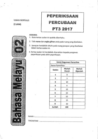 Peperiksaan Percubaan Pt3 2017 Terengganu