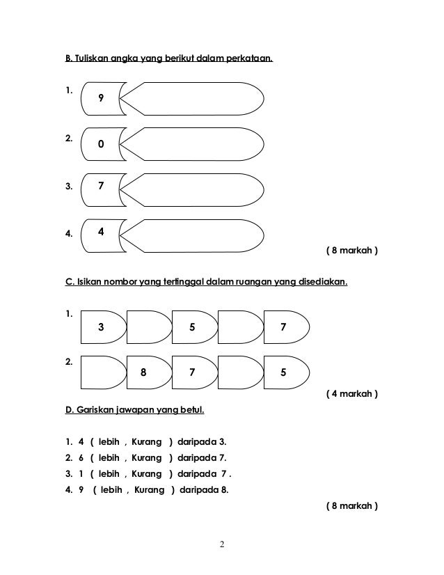 Peperiksaan pertengahan tahun matematik tahun 1