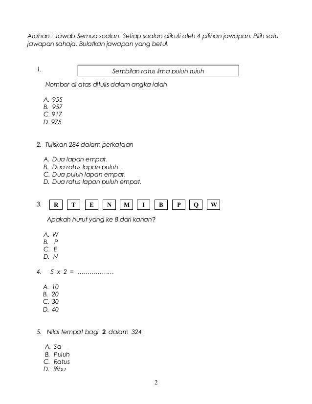 Soalan Ppt Matematik Tahun 5 Kertas 2 - Buku Resep y