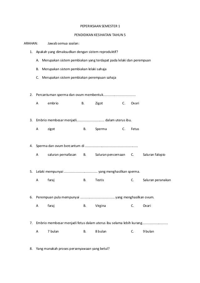 Peperiksaan semester 1 pk tahun 5