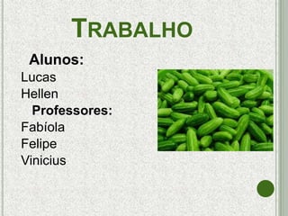TRABALHO
Alunos:
Lucas
Hellen
Professores:
Fabíola
Felipe
Vinicius
 