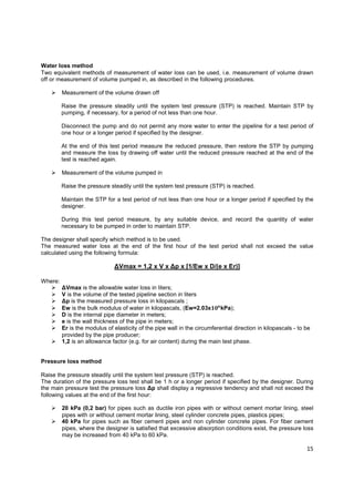 Hydrostatic pressure testing of PE pipelines (handbook) as per EN805 | PDF