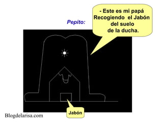 - Este es mi papá  Recogiendo  el Jabón  del suelo de la ducha. Pepito: Jabón Blogdelarisa.com 