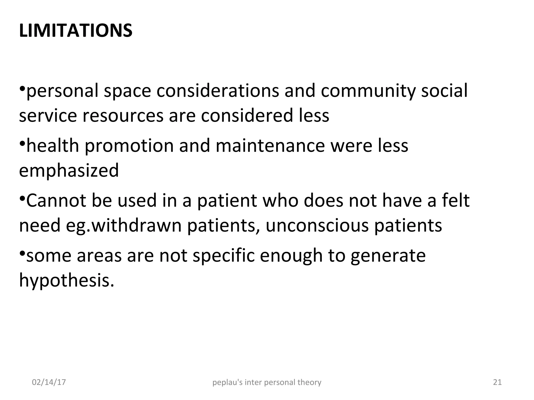 Peplau’s interpersonal relations theory | PPT
