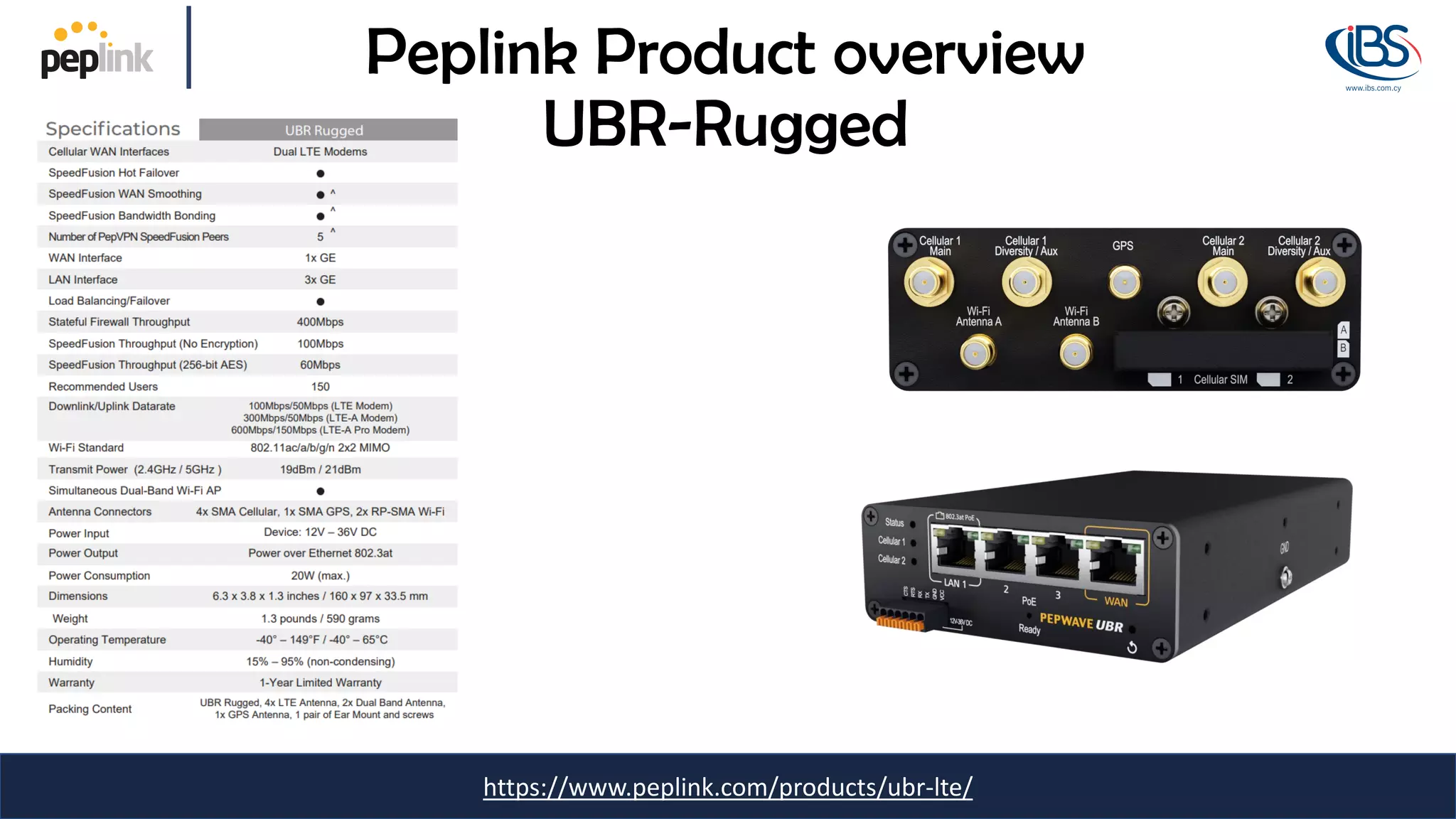 https://www.peplink.com/products/ubr-lte/
Peplink Product overview
UBR-Rugged
 