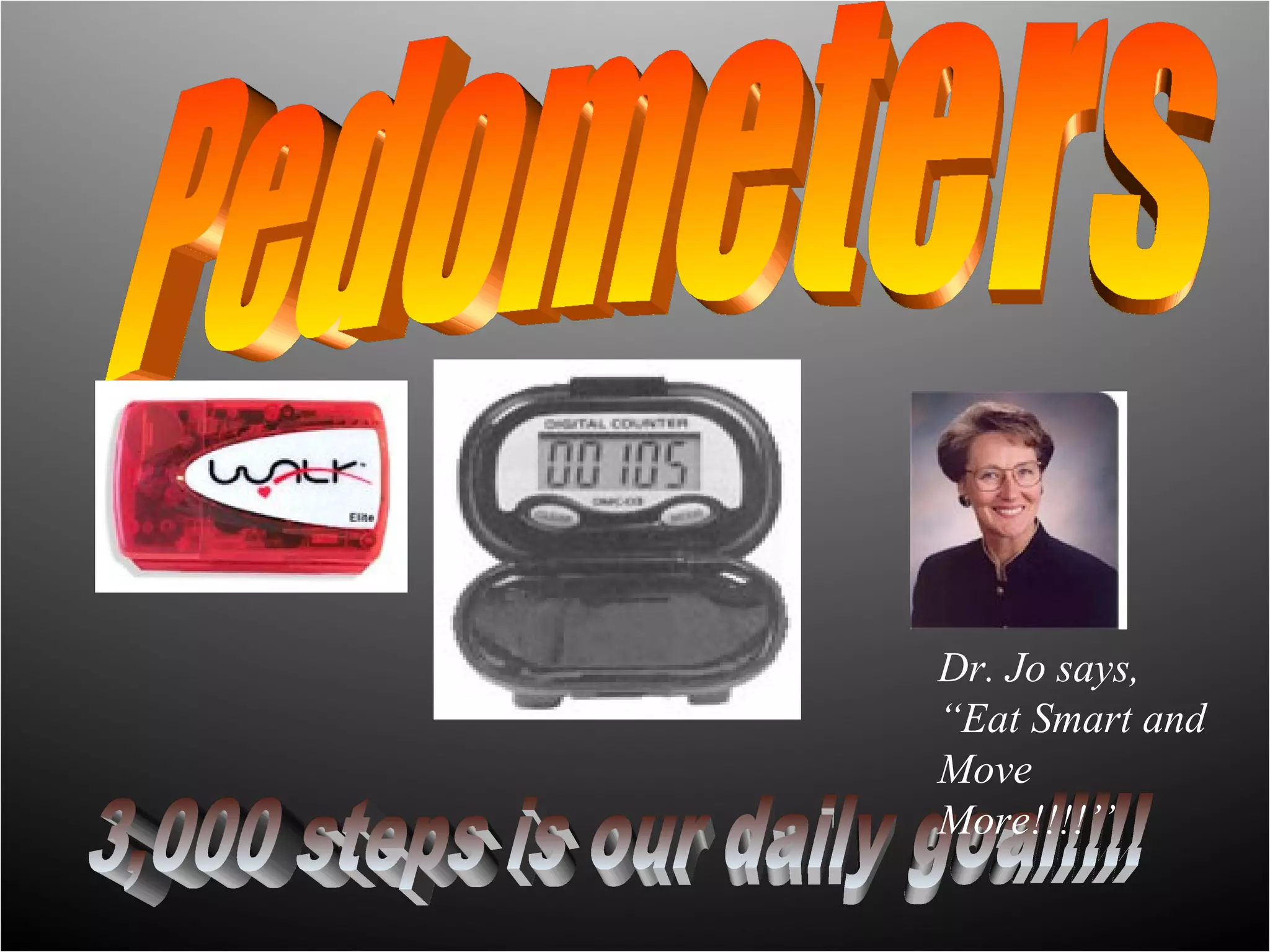 Dr. Jo says,
“Eat Smart and
Move
More!!!!’’
 