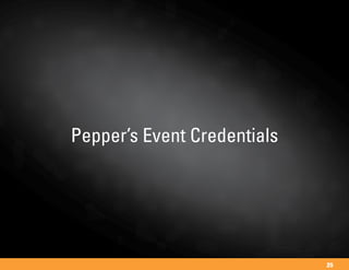 Pepper’s Event Credentials
25
 
