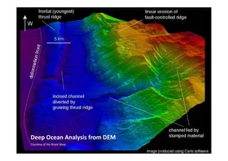 Channel and ridge
                             Channel and ridge




Deep Ocean Analysis from DEM
D    O     A l i f       DEM
Courtesy of the Royal Navy
 