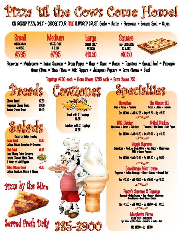Pepperoni Cow Menu 2016