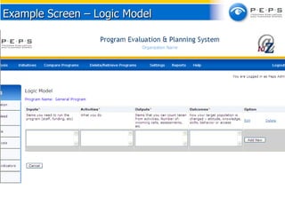 Example Screen – Logic Model 