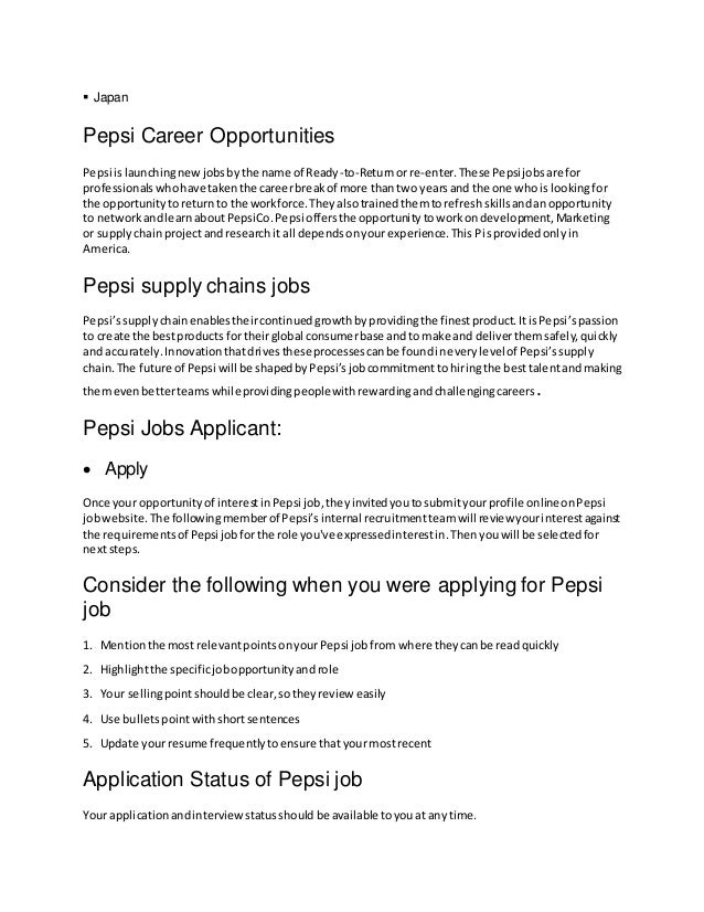 Latest Pepsi Jobs worldwide Apply Now