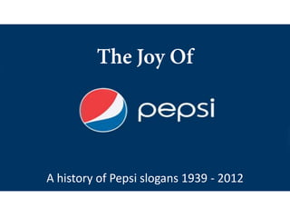 A history of Pepsi slogans 1939 - 2012
 