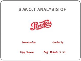 S.W.O.T ANALYSIS OF
Submitted by Guided bySubmitted by Guided by
Vijay Somase Prof Mahale .S. SirVijay Somase Prof Mahale .S. Sir
 
