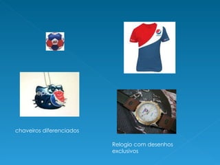 Relogio com desenhos exclusivos chaveiros diferenciados 