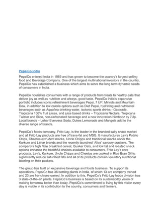 Pepsi co india