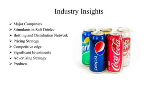 Industry Insights
 Major Companies
 Stimulants in Soft Drinks
 Bottling and Distribution Network
 Pricing Strategy
 Competitive edge
 Significant Investments
 Advertising Strategy
 Products
 