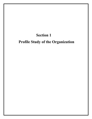 Section 1
Profile Study of the Organization
 