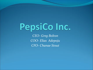 CEO- Greg Bolton
COO- Elias Adepoju
CFO- Chanae Stout
 