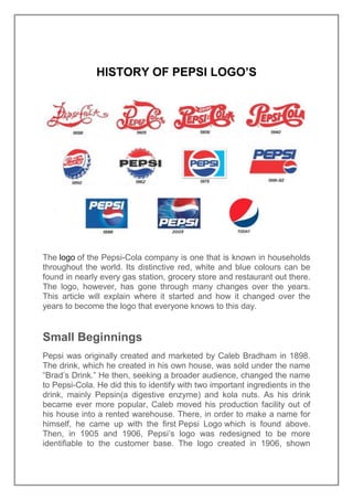 story of the years logo pepsi's logo history |... Pepsi report | DOCX