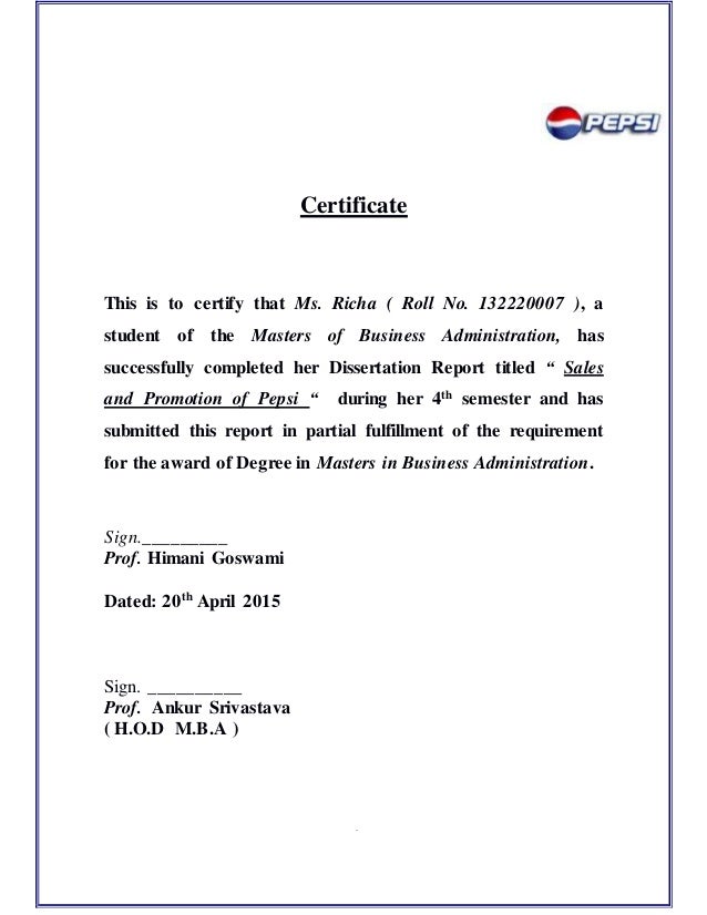 Dissertation report on sales promotion