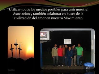 Nuestra Asociación de Jornadas ,lo que pretende es ser un instrumento útil para DiosLos cristianos unidos en comunidad eclesial de base, fomentando su adhesión a Cristo, procuran una vida  más evangélica‚ en el seno de su comunidad.Colaboran para interpelar las raíces egoístas y consumistas de la sociedad y explicitan la vocación de comunión con Dios y con sus hermanos, ofreciendo un valioso punto de partida en la construcción de una nueva sociedad, "la civilización del amor". Doc. Puebla 642 