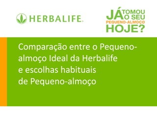 Comparação entre o Pequeno-
almoço Ideal da Herbalife
e escolhas habituais
de Pequeno-almoço
 