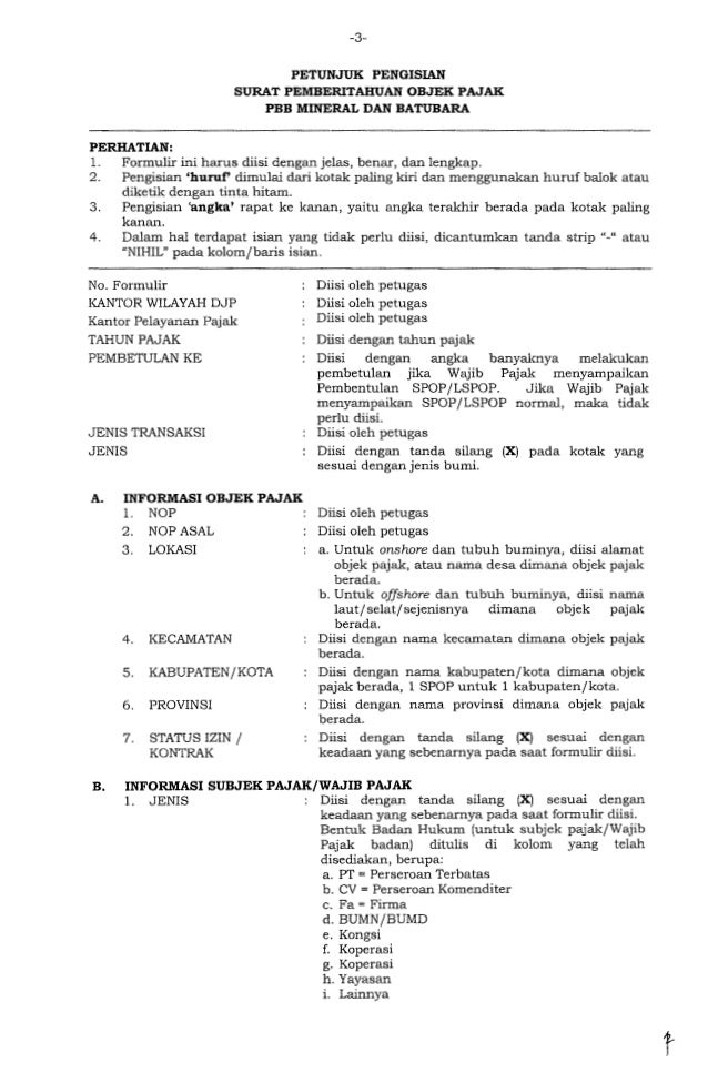 PER 47/PJ/2015 :::: Tentang Pengenaan PBB Sektor 