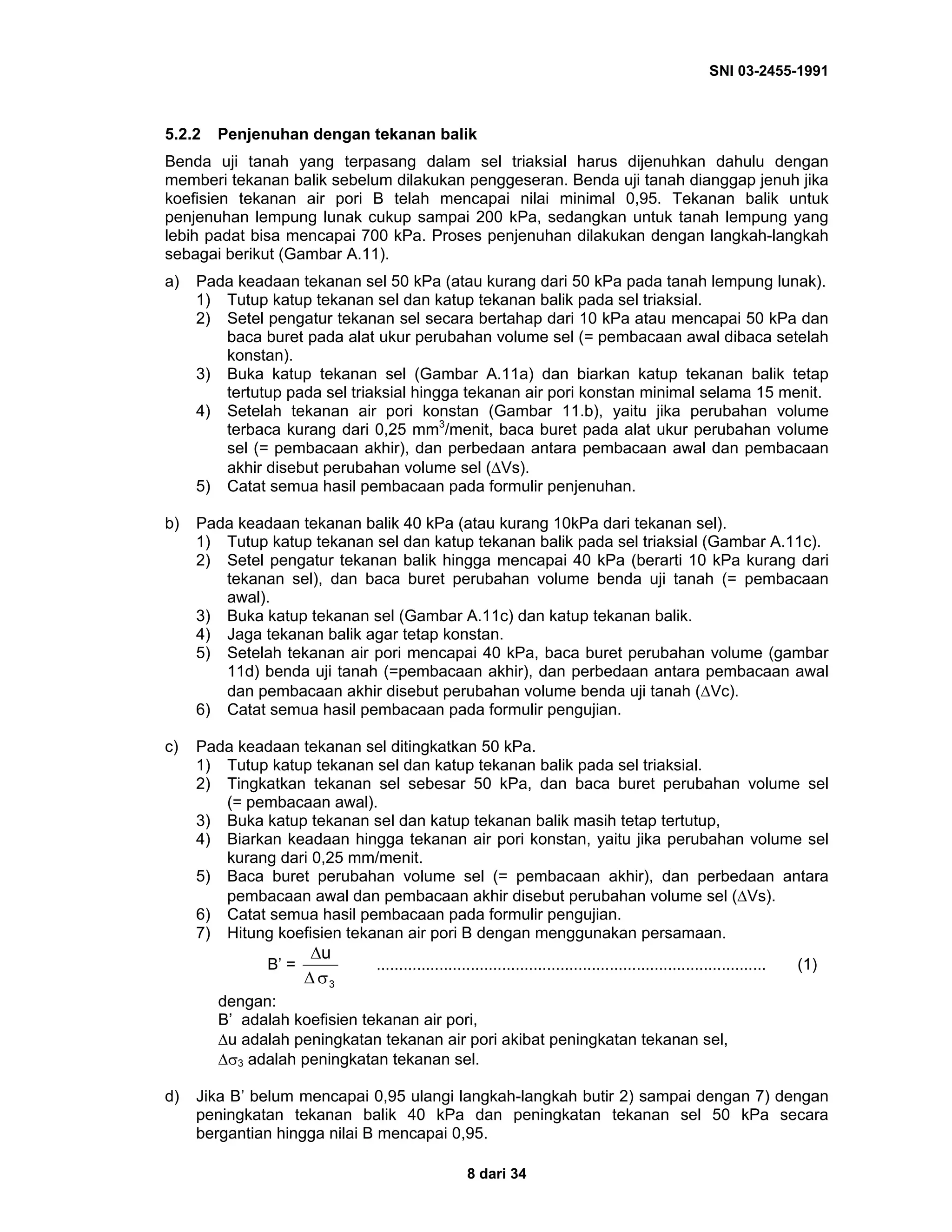 PER 10 PART 4_Cara Uji Triaksial Untuk Tanah Dalam Keadaan CU dan CD ...