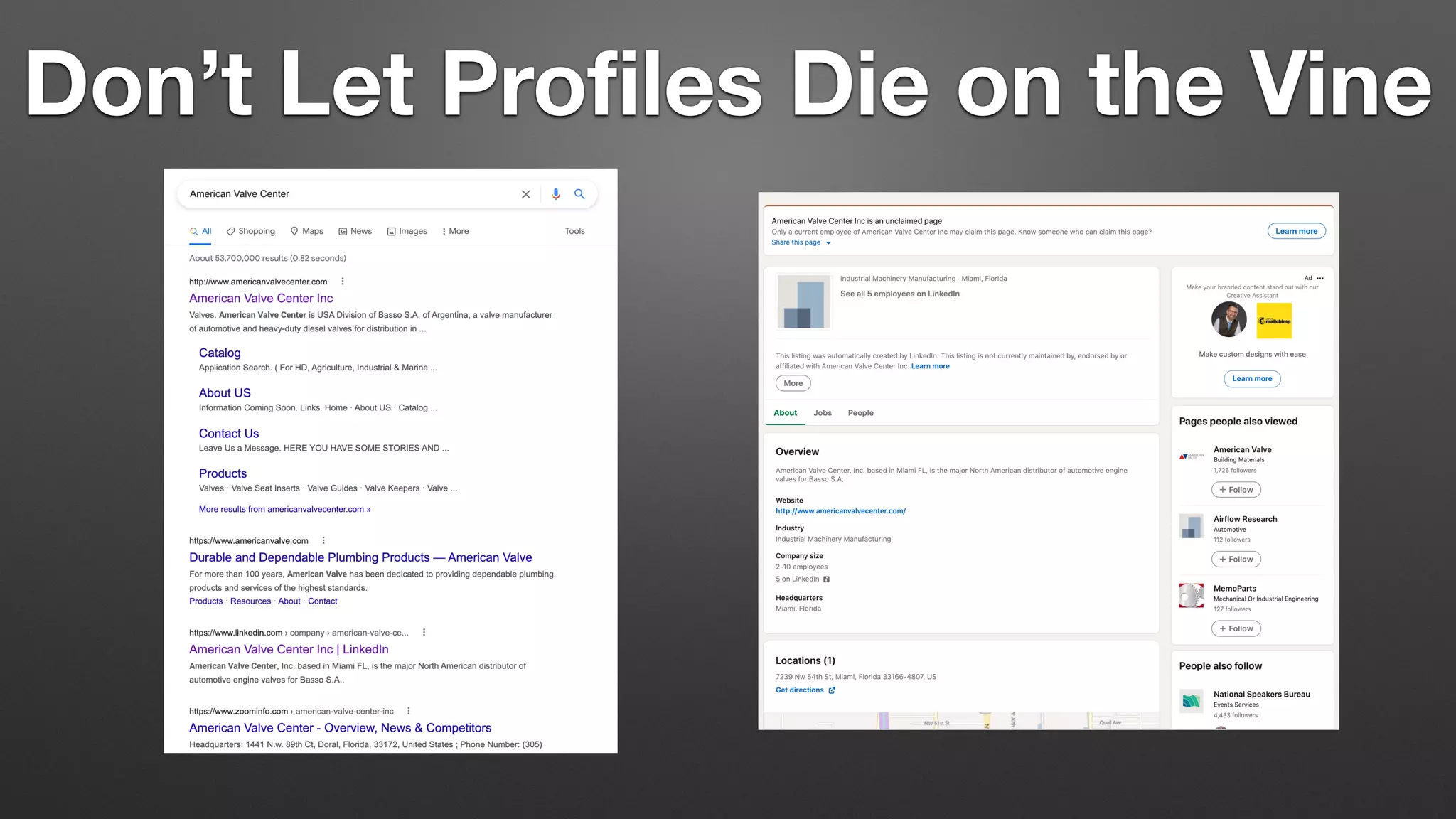Don’t Let Profiles Die on the Vine
 