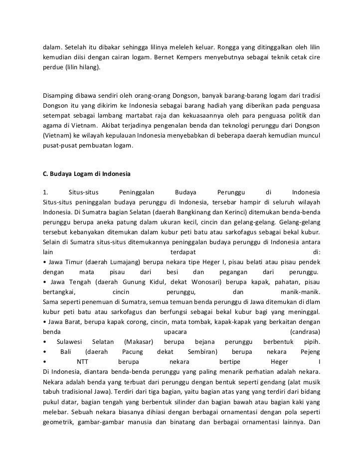 Contoh Benda Budaya Dongson Yang Banyak Ditemukan Di