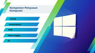 Komponen Penyusun
Komputer
Casing
Motherboard
RAM
Power Supply
dll
 
