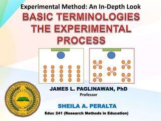 SHEILA A. PERALTA
Experimental Method: An In-Depth Look
JAMES L. PAGLINAWAN, PhD
Professor
Educ 241 (Research Methods in Education)
 