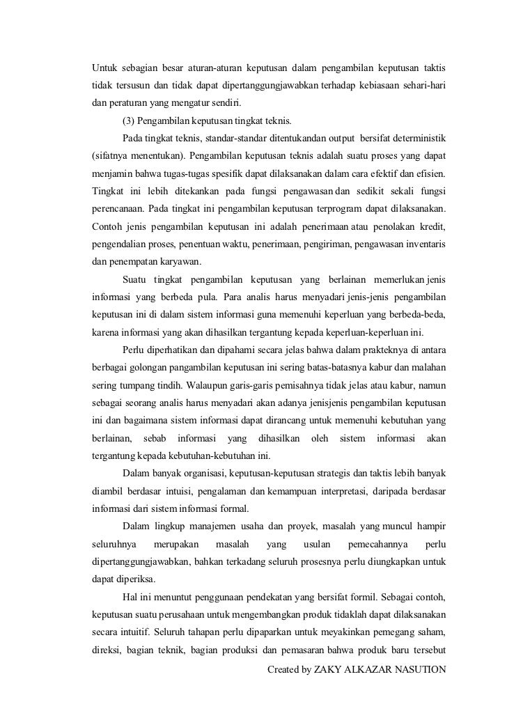 Peran Sistem Informasi Manajemen Dalam Pengambilan 