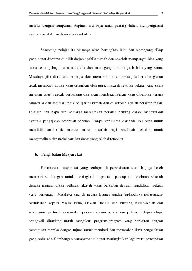 Peranan Dan Tanggungjawab Sekolah Terhadap Masyarakat