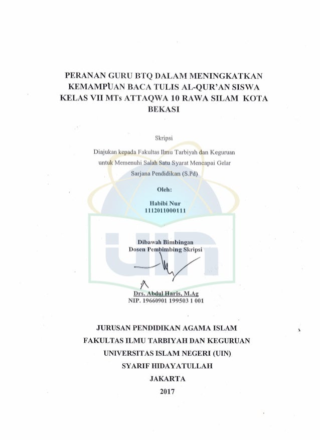 Peranan Guru Btq Dalam Meningkatkan Kemampuan Baca Tulis Al Qur An Pa