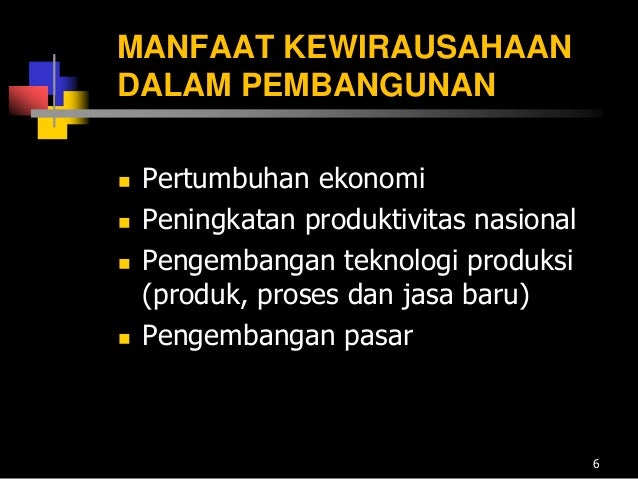 Peranan kewirausahaan dalam pembangunann