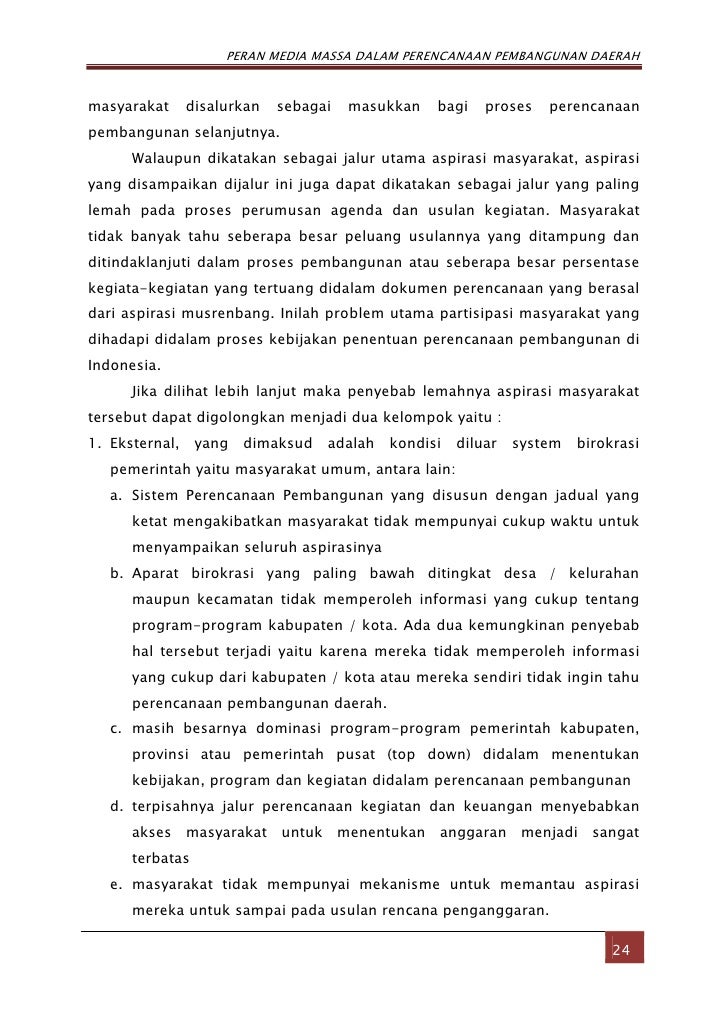 Peranan Media Massa Dalam Proses Perencanaan Pembangunan Daerah