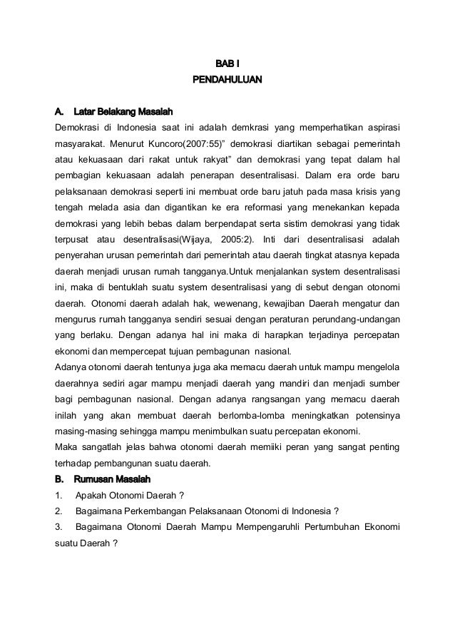 Peranan Otonomi Daerah Terhadap Pertumbuhan Ekonomi Daerah